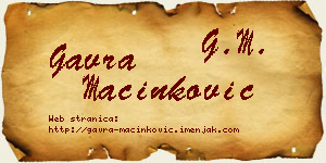 Gavra Mačinković vizit kartica